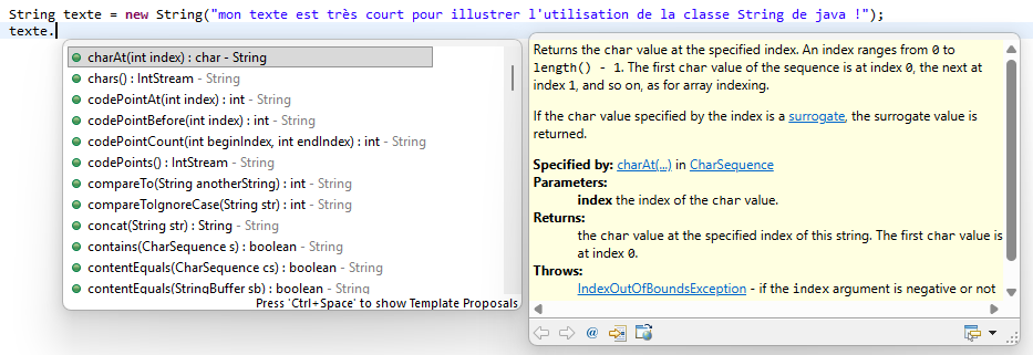 méthodes classe String java